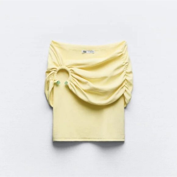 ZARA OFF-THE-SHOULDER BASIC KNIT TOP - Picture 3 of 6